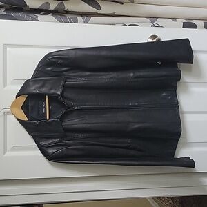 Vintage Nautica 100% Leather Lightweight Structured Zip Up Jacket
